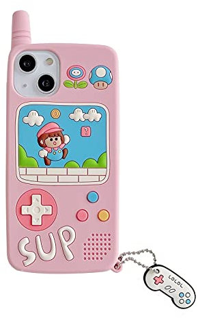 YAKVOOK Retro-Handyhülle für iPhone XR, Kawaii, 3D-Cartoon, klassisch, mit Schlüsselanhänger, weiches Silikon, stoßfest, niedliche Schutzhülle für iPhone XR, Rosa