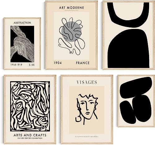 Hambient Poster Set, Wohnzimmer Deko Schlafzimmer, Zimmer - Wanddeko, Wandbilder - Bilder OHNE Bilderrahmen (Beige Abstrakt Matisse, 4 x 30x40 cm, 2 x 21x30 cm)