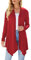 Cardigan aperto anteriore drappeggiato donna cardigan casual manica lunga leggero maglioni spolverino, Rosso, 3XL
