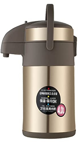LEIYAN Jarra de café térmica de Acero Inoxidable, Termo Aislado al vacío de Doble Pared con Bomba, dispensador de café y Bebidas de Agua Grande, Bomba aislada for café (Color : Gold, Size : 3L)