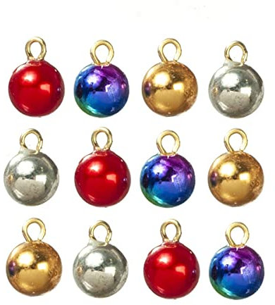 Melody Jane Dolls House 12 Assorted Baubles Miniature Christmas Tree Ornament Decorations
