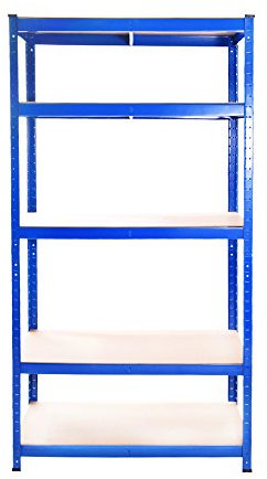 Panana Warehouse 5 Tier Racking Shelf Heavy Duty Steel Garage Shelving Unit Garden Shed Shelving (Blue, 180x90x40cm)