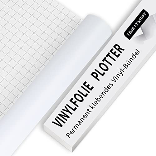 IModeur Vinilo Permanente Adhesivo Blanco Mate - 30,48 x 304,8 cm para Silueta y Camafeo, Cricut para Tazas, Vasos, Ventanas y Decoración del Hogar