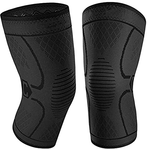 Kniebandage, Wadenbandage Knieorthese Damen und Herren Kniekompressionsmanschetten Knieschützer für Laufen Sport Wandern (SIZE L) - Schwarz