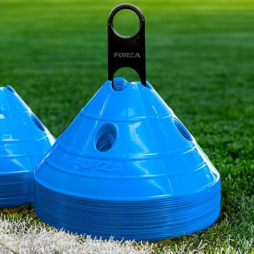 FORZA Football SuperCone Training Marker Domes [Pack of 20] - Jumbo 14cm Cones for Speed & Agility Drills - Durable Weatherproof PVC - 8 Colour Options