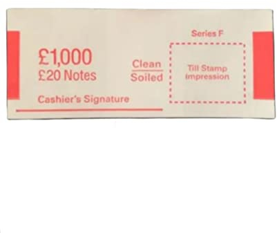 Money Bands Currency Straps For GBP UK notes (Red (£20 notes), 100 pack)