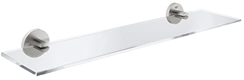 GROHE Start - Glasablage (Stichmaß 380mm, Material: Glas/Metall, verdeckte Befestigung, zum Kleben oder Bohren), supersteel, 41202DC0