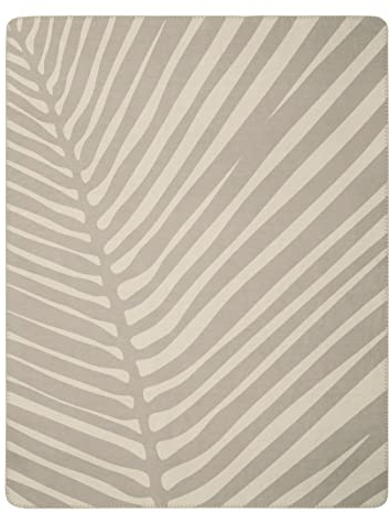 Villeroy & Boch® weiche Wohndecke Leaf French Linen I Kuscheldecke aus Baumwollmischgewebe I Sofa-Decke in 150x200cm I Couchdecke beige mit Blätter Muster I Made in Germany I nachhaltig produziert