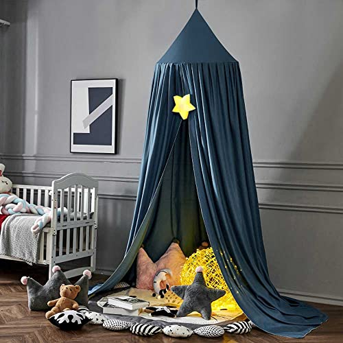 Surwin Betthimmel Madchen Jungen Babybett Doppelbett, Moskitonetz Baldachin Kinderzimmer Einzelbett Himmel Schlafzimmer Dekoration Spielzelte Kinder Geschenk, Ohne Bohren (Blau)