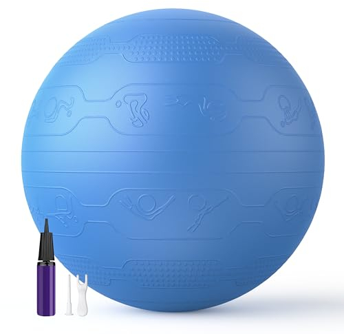 PROIRON Gymnastikball mit geprägtem Muster, Anti-Burst Sitzball 65cm, Pezziball mit Pumpe, Fitnessball für Fitness, Yoga, Schwangerschaft und Balance Stuhl 1PC (Dunkelblau)