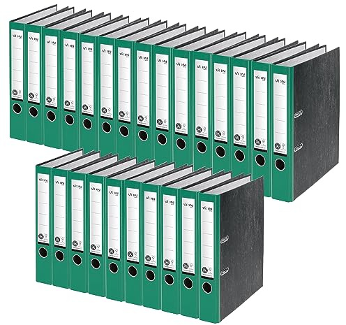 VON Leitz Ordner A4, 25er Pack, 100 % Recyclingpapier, 50 mm Rückenbreite, Für 350 Blatt, Blauer Engel & FSC-zertifiziert, Für Schule, Studium & Zuhause, Grün, 10540055