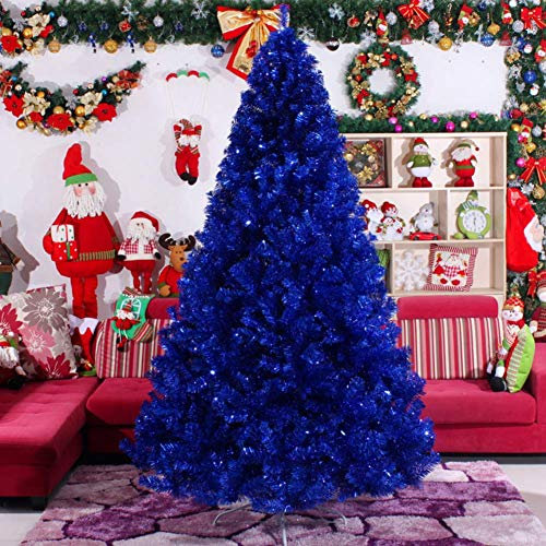 Blauer künstlicher Weihnachtsbaum, 400 cm, 13 Fuß, PVC, aufklappbar, künstlicher Premium-Weihnachtsbaum für drinnen und draußen, mit Metallständer, einfache Montage (Weihnachtsbaumgeschenke) (400 cm