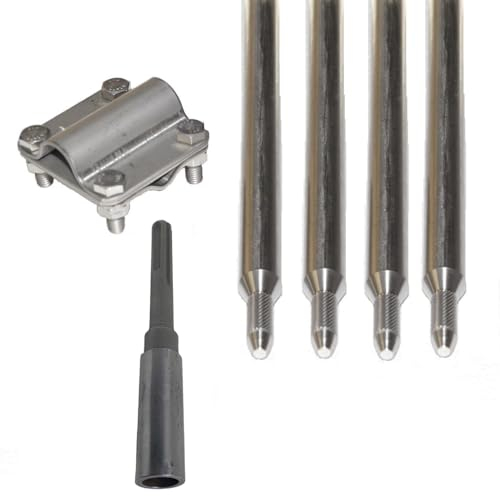 PAG Turbo GmbH® - Edelstahl Tiefenerder Ø20mm V4A 4m Set inkl. Klemme + SDS Max Schlagkopf für sichere Erdung & Blitzschutzanlagen