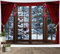 LB Wandteppich Frohe Weihnachten Wandtuch Weihnachtsbaum im Wald Wandbehang Winterliche Schneelandschaft aus dem Fenster Tapisserie für Wohnzimmer Schlafzimmer Wohnheim Wanddeko,150Bx100H cm