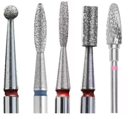Staleks - Juego de 5 fresas de diamante profesionales para manicura y pedicura, color rojo y azul