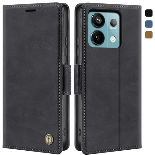 ivencase Wallet Handyhülle für Xiaomi Redmi Note 13 Pro 5G Hülle mit Schutzfolie, Standfunktion Lederhülle, Klappbar Stoßfest Flip Cover Case für Xiaomi Redmi Note 13 Pro 5G Hülle, Schwarz