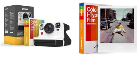 Polaroid Cámara Instantánea Now Gen 2, Blanco y Negro, Cámara y Película Instantánea Color para i-Type, Paquete Individual (8 Fotos)
