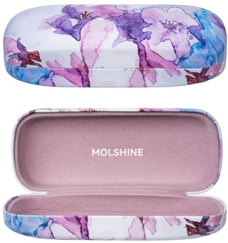 molshine Hartschalen-Sonnenbrillenetui, tragbares großes Brillenetui mit Tuch für Damen und Herren, auf Reisen und zur Arbeit (Lila)