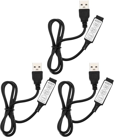 Create idea 3 Pz 5-12 V USB Controller Striscia LED 3 Tasti 4 Pin Telecomando USB A 3 Pin 5 V RGB LED Cavo Interruttore Luce LED Per Striscia LED Nero 51 Cm