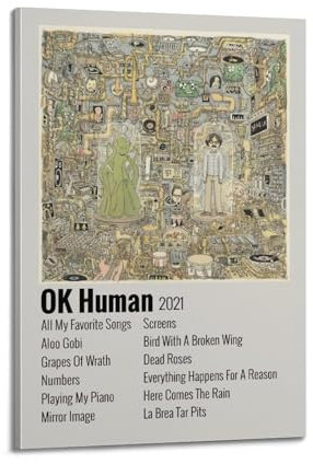 Ok Human – Weezer Poster, Wandkunst, Vintage-Kunst, Raumdekoration, ästhetisches Schlafzimmer-Poster für Schlafzimmer, 20 x 30 cm, Rahmenstil