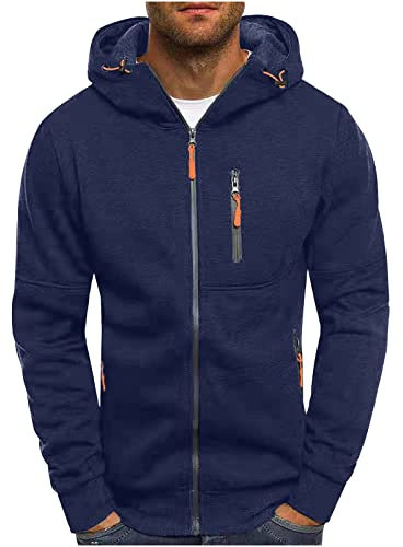 MXETWJEL Men's Zip Up Hoodie - Overhead Pullover Fleece Hoody - Grey, Black, Pink Palm Puff Hooded Sweatshirt