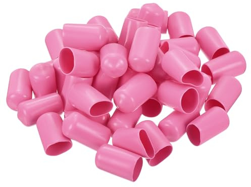sourcing map 100pcs Rubber End Caps 12mm(1/2 inch) ID Screw Protectors Pink | Vinyl PVC Round Tube Bolt Cap Cover,Screw Thread Protectors