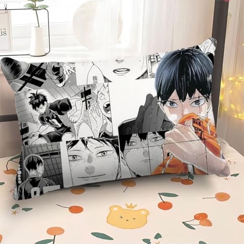 Xinnice Haikyuu Kopfkissenbezug Hinata Shoyo/Tobio Kageyama Kissenbezug 60 x 40 cm, Anime Druck Kissenhülle mit Reißverschluss für Sofa Bett Stuhl