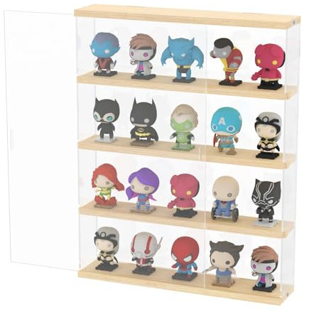 Joody Wandvitrine für Sammlung, Miniaturauto, Modell, 4 Regale, Vitrine, Acryl, transparent, mit Schiebetür, Plexiglasbox, Aufbewahrung, 40 x 8,5 x 50 cm