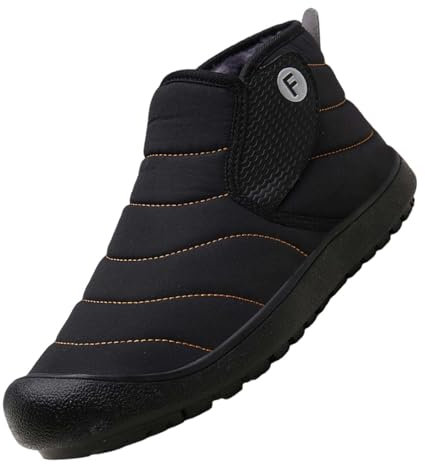 Botas de nieve para hombre, calentitas, cálidas, informales, sin cordones, vintage, cómodas, para caminar, senderismo, antideslizantes, informales, de senderismo, para hombre, Negro , 45 EU
