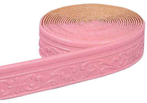 ACESOME Tapetenbordüre Selbstklebend, Wandbordüre Bordüre Selbstklebend,10m x 8cm x 8mm Wasserdicht Bordüre 3D, Bordüre Tapete Tapetenbordüre Deckenleisten für Flur, Decke, Ecke, Linie (Rosa)