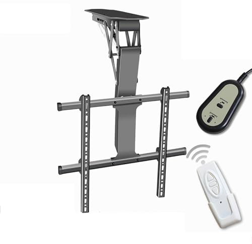 Aioneer Motorized Ceiling Tv Mount, Hidden Drop Down Tv Lift, Fits 32-70 Inch Tvs Motorized Tv Stand, With Remote Control Motorized Tv Mount, 0-85° Flip Down Electric Tv Lift