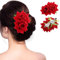 Ptwola Rosen Haarspange Haarclip Rot Blume Brosche Haarschmuck Haarnadeln Haarklammer für Party Hochzeit Halloween Karneval Maskerade Make up Kopfschmuck für Frauen Mädchen