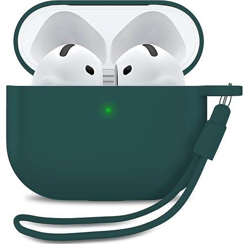 MyGadget Custodia in Silicone per AirPods 4 [ 2024 ] - [ Compatibile con Qi ] con Braccialetto in Silicone - Custodia Protettiva Morbida - Verde