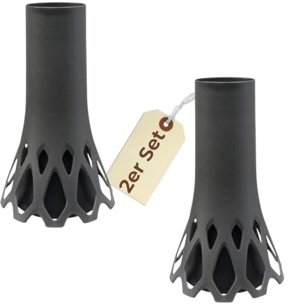 2er Set Grabvase mit Sockel Gewicht Friedhofvase Grabschmuck Blumenvase Friedhof Grab Vase anthrazit 1,3 L Frostsicher