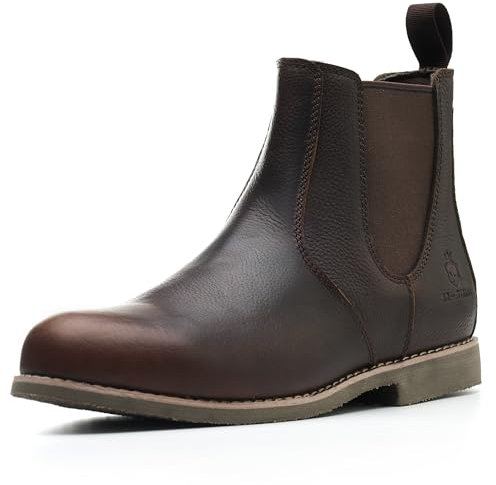 SL-Saint Uomo Fatti a Mano Stivali Chelsea Classici In Vera Pelle di Mucca Scivolare Sulla Moda (ScuroMarrone Pelle, Adulto, Uomo, 45.5, Numero, Sistema Taglie Calzature EU, Larga)