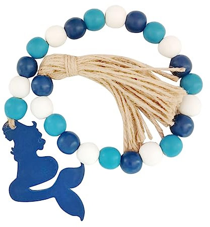 DECHOUS Wooden Beads Garland Mit Quasten Ocean-inspirierte Wanddekoration Für Zuhause Für Wohnzimmer Büro Und Geschäfte Langlebig Holz Und Seil Gefertigt