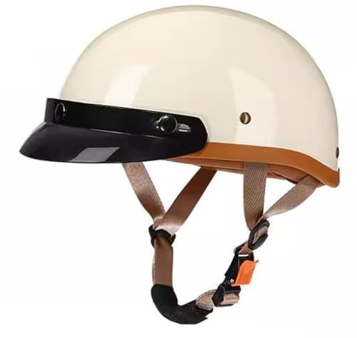 Casco Jet Moto Vintage Caschi Cromwell Omologato ECEDOT Mezzo Casco Da Motociclista Con Tesa Rimovibile Portatile Casco A Scodella Per Uomo Donna Scooter Street Cruiser 2,M:57-58CM