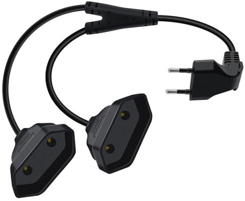 HuaLiSiJi Cavo di Prolunga Europeo 2 in 1, 2.5A 250V Cavo Prolunga con Spina Europea Prolunga Elettrica Presa Europea per Elettrodomestici TV PC etc (Negro, 0.5 m)