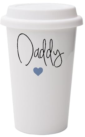 Daddy Love Mug – A Simple & Heartfelt Gift, Wall Eco Insulated, White Ceramic Travel Mug, with White Lid.