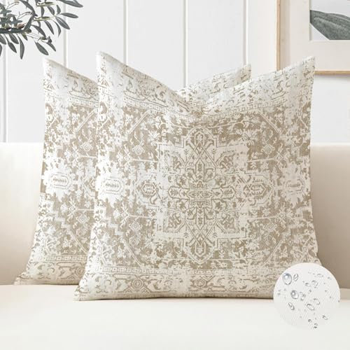 Miuyunya Kissenbezug Böhmische 40x40 2er Set Outdoor Wasserdicht Boho Kissenbezüge Indische Exotische Kissenhülle Abstrakte Zierkissenbezüge Deko Kissen für Garten Sofa Wohnzimmer Bett