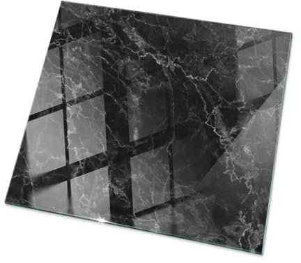 Plateau en Verre 60x60 cm Carré Surface Lisse Verre Trempé Decoratif pour Le Salon, la Cuisine et la Salle à Manger Décor Élégant Durable - Motif Marbre veiné