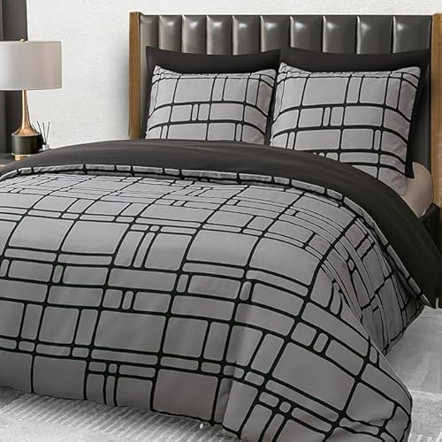 Pamposh Bettwäsche Sets Bettbezug Set Prämie Mikrofaser Anthrazit mit Reißverschluss hochwertigen Qualität für Allergiker (Grau, (1 x 220 x 240 cm) + (2 x Kissenbezug 80 x 80 cm))