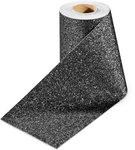 Stickyart Selbstklebende Bordüre Glitzer Schwarz Wandtapete 10 cm x 400 cm Tapetenbordüre Selbstklebend Klebefolie Schwarz Wandfolie Glitzer Abziehba für Wande Schrank Möbel Wohnzimmer Schlafzimmer