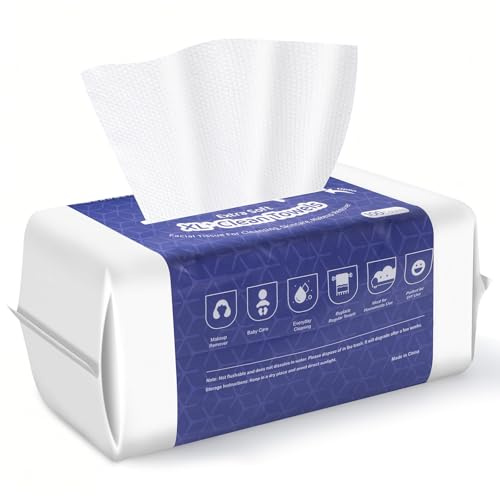 Lanjue 100 Pcs Disposable Face Cloths XL, 7.87 x 7.87 In, Thick Cotton | Makeup Removal and Skincare, for Women, Travel, School, Office, Gym, Camping, Vacation, Holidays, Home, Daily Facial Care