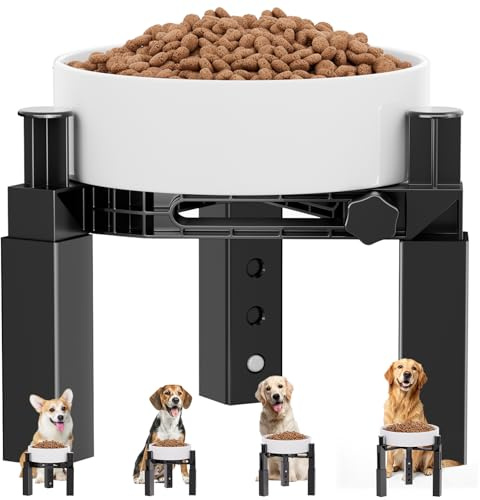 X XBEN Comedero Elevado para Perro con 4 Alturas Regulables y Anchura Ajustable, para Todo Tipo de Cuencos de Agua y Comida, para Perros Medianos y Grandes, Resistente y Antideslizante [Solo Soporte]