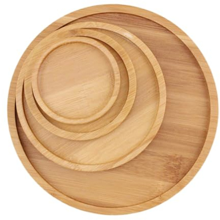SHINEOFI 4pièces Soucoupe pour Pot de Fleurs Bois Plateau pour Plante et Bonsaï Lot de Soucoupes Rondes