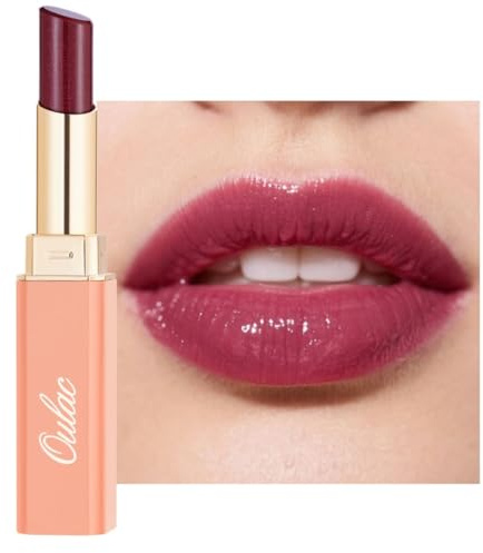 Oulac 2 in1 Lippenstift und Lippenbalsam, Saftiger & Glänzender Pflegender Lippenstifte, Lippenpflege, Natürliche und Hydratisierte Lippen, Glänzender Effekt für Trockene, Rissige Lippen, Vegan S7