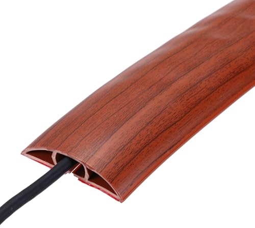 QUARKZMAN Cache-Fil Plancher 4ft, Dissimulateur De Cordon D'Extension pour Gestion De Câbles Plancher Protections Fil Prévention Trébuchement Câbles 0.47 L x 0.24 H, Noyer