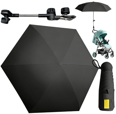 Universal Kinderwagen Sonnenschirm UV Schutz 50+ 96cm Gerader Schirmgriff | Mit universeller Halterung kombinierbar mit jedem Buggy für Rund & Ovalrohre, schützt vor Sonne und leichtem Regen unterwegs