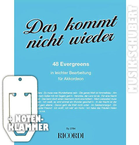 DAS KOMMT Nicht Wieder inkl. praktischer Notenklammer - 48 Evergreens der 20er - 40er Jahre in Leichter Bearbeitung für Akkordeon (broschiert) von Charles Vanberg (Noten/Sheetmusic)